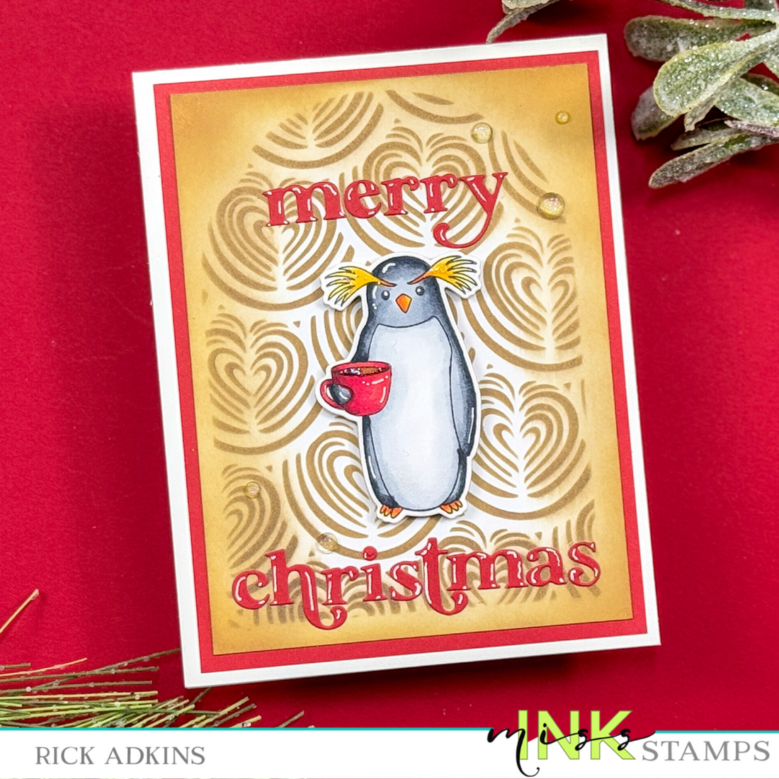 Cozy Christmas Coffee Card with Miss Ink Stamps