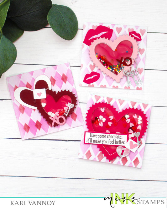 Mini Heart Postage Shaker Cards